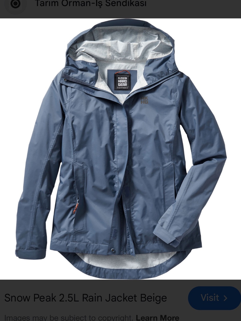 Duluth Trading Alaskan Hardgear Rain Jacket Men L Blue‎ Hood Windbreaker Ripstop